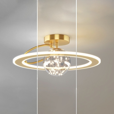 Modern Style Gypsophila Globe Shade Semi Flush Mount Light Glass 2 Light Ceiling Light for Cloakroom