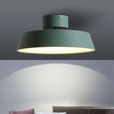 Modern Style Macaron Barn Shaped Semi Flush Mount Light Metal 1 Light Ceiling Light for Living Room