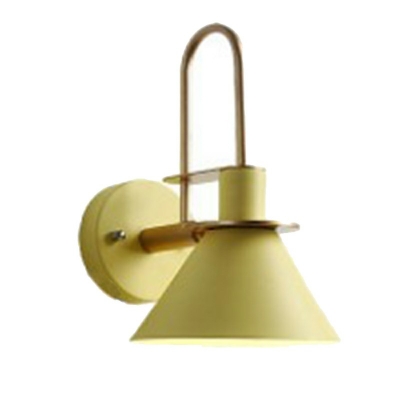 Modern Style Macaroon Conical Metal Shade Wall Sconce Light Single Bulb Wall Lamp for Kid's Room