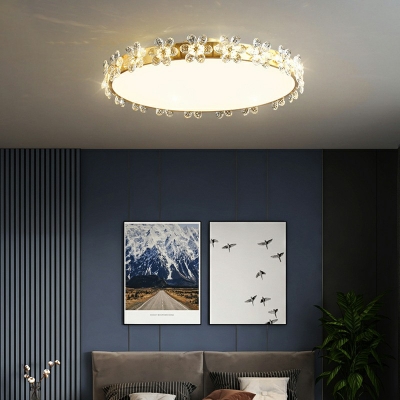Modern Style Ring Shaped Flush Mount Light Crystal 1 Light Ceiling Light for Bedroom