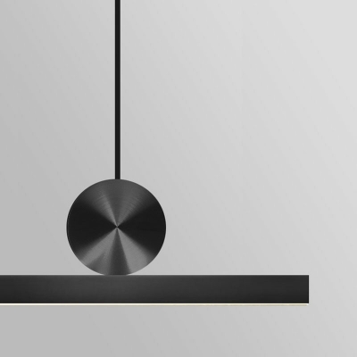 Modern Style Simple Linear Shaped Island Pendant Metal 1 Light Island Light in Black for Restaurant
