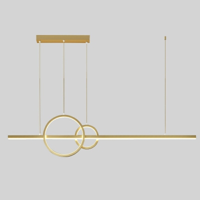 Modern Style Simple Ring Linear Shaped Island Pendant Metal 3 Light Island Light for Restaurant