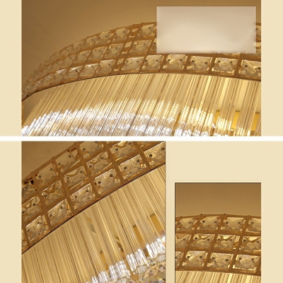 Multi Tier Ceiling Lamp Contemporary Crystal 3 Colors Light LED Ceiling Mount Light in Gold