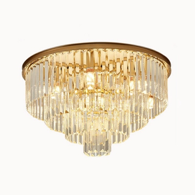 Multi Tier Ceiling Lamp Contemporary Crystal LED Ceiling Mount Light for Dining Room