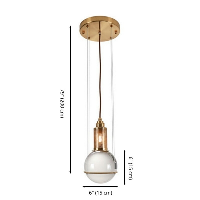 Nordic Contemporary Pendant Lights Spherical Clear Glass Modern Hanging Light Fixtures for Bedroom