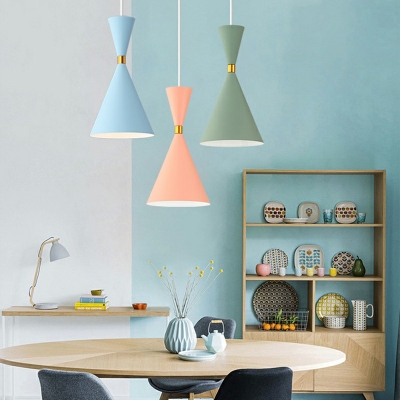 Nordic Macaron Pendant Metal Funnel Shade 1-Light Aluminum Hanging Lamp for Dining Room