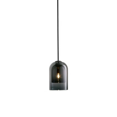 Nordic Style Bell Shade Hanging Light Single Bulb Glass Pendant Lighting Fixture for Dining Room
