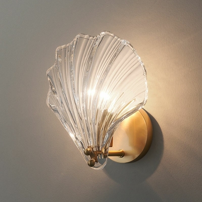 Shell Shape Wall Sconce Light Modern Glass and Metal Shade Wall Light for Corridor