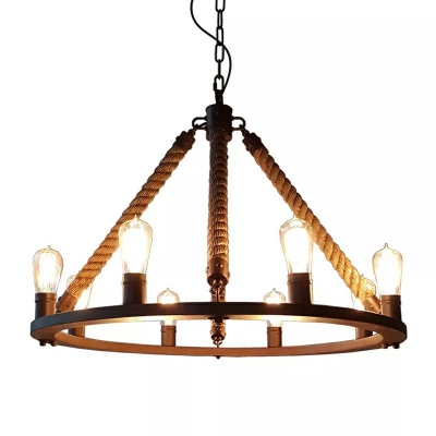 Simple American Style Chandelier 8 Head Industrial Ceiling Chandelier for Bar Bedroom Dining Room Hotel Room Cafe