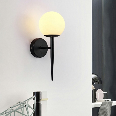 Sphere Bedside Wall Hanging Lamp Glass Single Bulb Minimalist Wall Mount Light Fixture