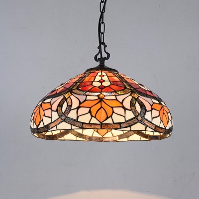 Stained Glass Pendant Light Single Light Tiffany Style Hanging Light for Villa