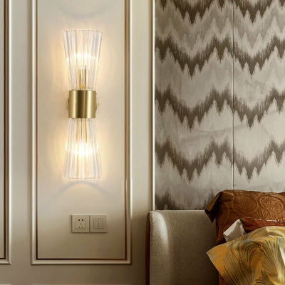 Wall Sconce Light 2 Lights Creative Post-Modern Metal and Crystal Shade Wall Light for Hallway