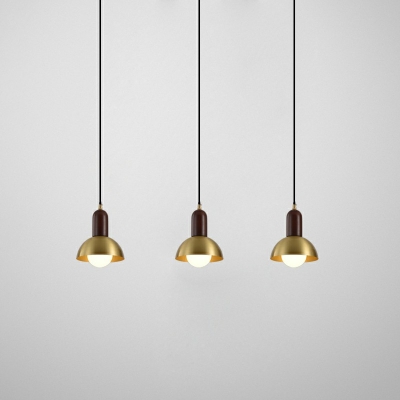 1-Light Drop Pendant Light Simple Style Bowl Shape Wood Hanging Light Fixture