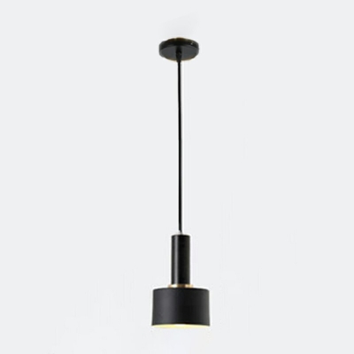1-Light Drop Pendant Modern Style Drum Shape Metal Hanging Ceiling Light