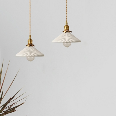 1 Light Umbrella Shade Pendant Light Modern Style Ceramics Hanging Light for Dinning Room