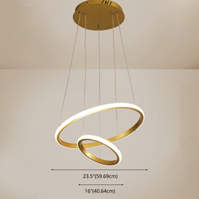2 Lights  Multi-Layer Shade Hanging Light Modern Style Metal Pendant Light for Living Room