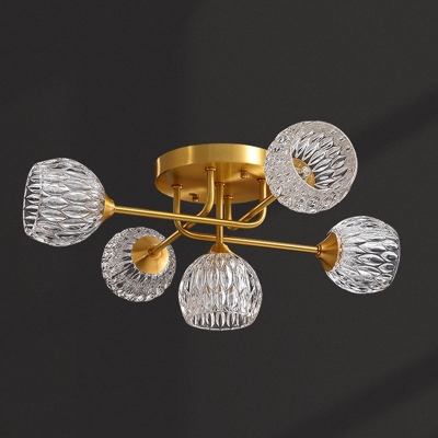 5 Lights LED Flushmount Light Nordic Style Metal Crystal Celling Light for Bedroom