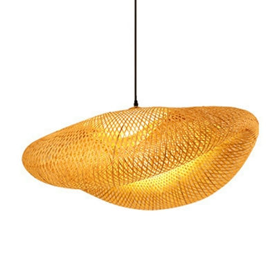 Asia Weaving Contemporary Pendant Lights 1 Light Wood Dinning Room Ceiling Light Fiztures