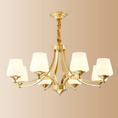 Brass 8 Lights Traditional Chandelier Lighting Fixtures American Living Room Chandelier Lamp