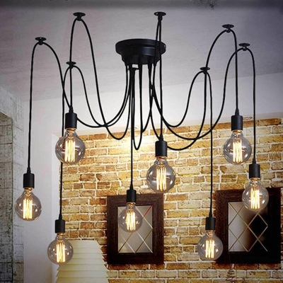 Metallic Wire Jungle Multi-Pendant Vintage Kitchen Swag Multiple Hanging Lamps