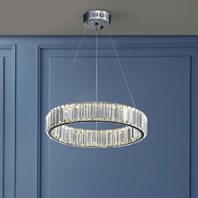 Modern Pendants Light Round Crystal Modern Simplicity Living Room Hanging Light Fixtures in Gold and Silver