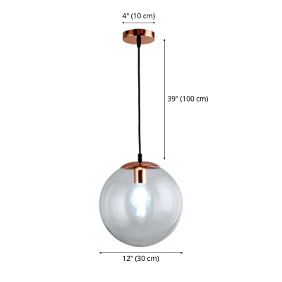 Modern Simple Drop Pendant Ball Shape Glass Down Lighting for Bar Bedroom
