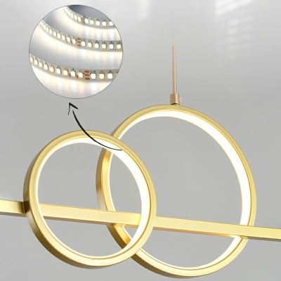 Modern Style Linear  Ring Shaped Island Pendant Metal 6 Light Island Light for Restaurant