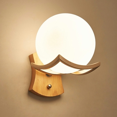 Modern Wall Mounted Light Ball Wood Wall Mount Light Fixture for Bedroom Dining Room Living Room