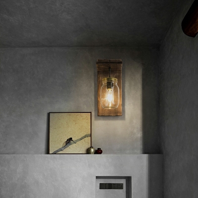 Nordic Style LED Wall Sconce Industrial Style Wood Glass Bottle Shaped Wall Light for Stairs