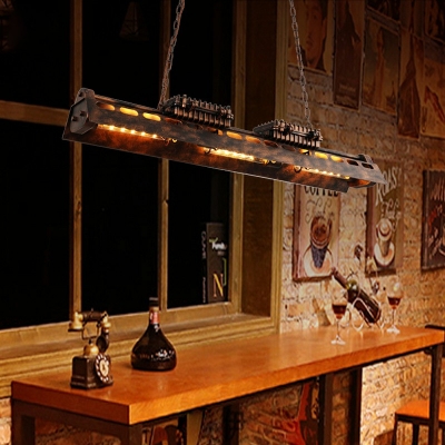  Linear Black Industrial Island Pendant Lighting Vintage Basic Ceiling Lights for Dinning Room