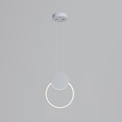 1-Light Hanging Lamps Minimal Style Ring Shape Metal Ceiling Pendant Light