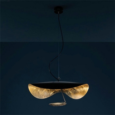 1-Light Hanging Lamps Minimal Style Wavelike Reflector Shape Metal Pendant Lights