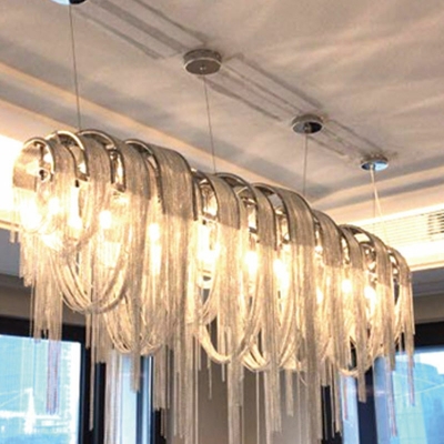 10-Ligh Ceiling Chandelier Modern Style Chainmail Shape Metal Suspension Pendant Light