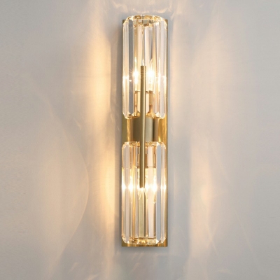 2 Lights LED Wall Sconce Modern Style Nordic Style Metal Crystal Wall Light for Bedside