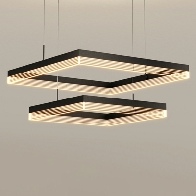 2 Lights Squared Shade Hanging Light Modern Style Acrylic Pendant Light for Dining Room