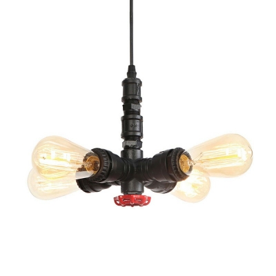 4-Light Multiple Hanging Lights ​Industrial-Style Water Pipe Shape Metal Light Fixtures