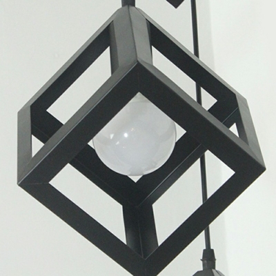 8 Lights LED Pendant Light Modern Style Metal Cube Shaped Loft Hanging Light for Stairs