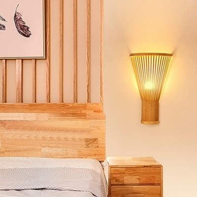 Japanese Style LED Wall Sconce Modern Style Wood Wall Light for Bedside