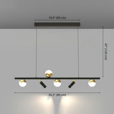 Linear Island Light Fixture 6 Lights Modern Contracted Metal Shade Hanging Light for Kitchen