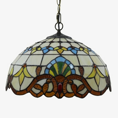 Mediterranean Bowl Ceiling Lights Fixtures Tiffany-Style Living Room Hanging Light
