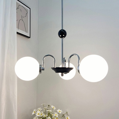 Modern Pendant Chandelier Gold Glass Globe Ceiling Light Fixtures 3 Lamps for Living Room