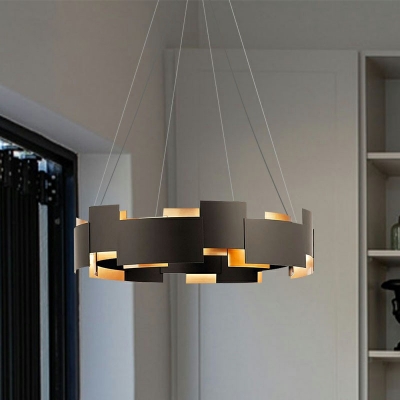 Postmodern Hanging Lights Round Shape Metal Chandelier for Bedroom