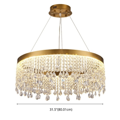 1-Light Ceiling Chandelier Modern Style Round Shape Crystal Pendant Lighting Fixtures