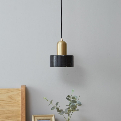 1 Light Cylinder Shade Hanging Light Modern Style Marble Pendant Light for Bedroom Room