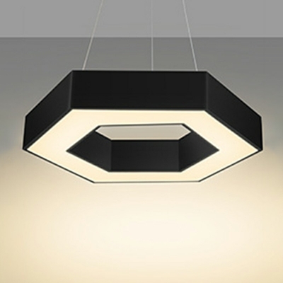 1-Light Hanging Ceiling Lights Minimal ​Style Hexagon Shape Metal Pendant Lamp