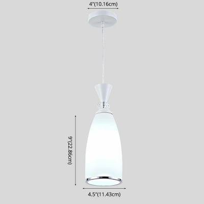 1-Light Industrial Glass Pendant Light Frosted White Glass Cone Pendant Light