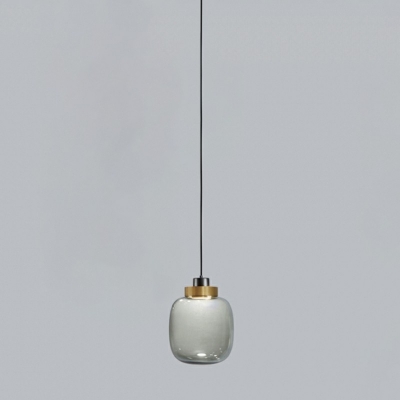 1 Light Modern Style Cylindrical Shade Pendant Light Glass Hanging Light for Dinning Room