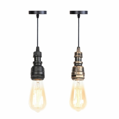 1-Light Pendant Lighting Fixtures Industrial-Style Exposed Bulb Shape Metal Pendulum Light