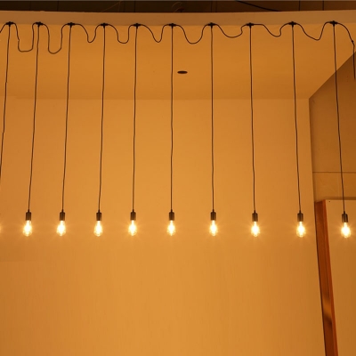 10 Lights Swag Pendant Light Suspended Cord Industrial Metal Pendant Light