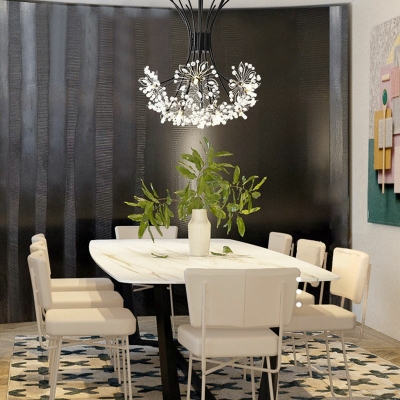 19 Lights LED Pendant Light Modern Style Metal Crystal Flower Shaped Chandelier Light for Dinning Room